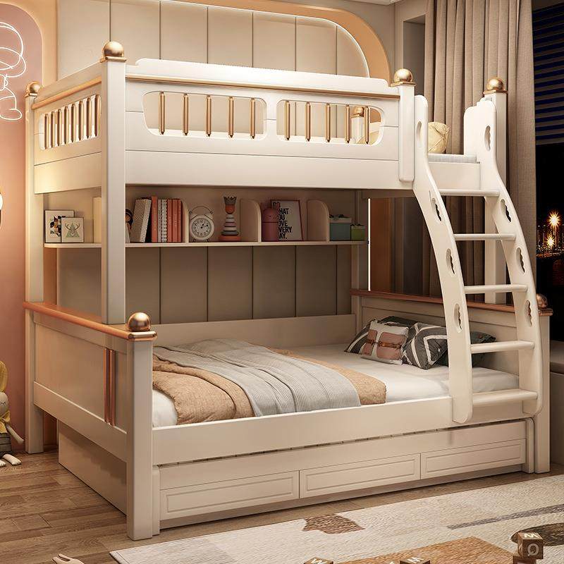 儿童上下床高低床双层床带滑梯衣柜子母床小户型简约上下铺奶油风,淘宝优惠券,粉丝福利购,淘宝优惠卷