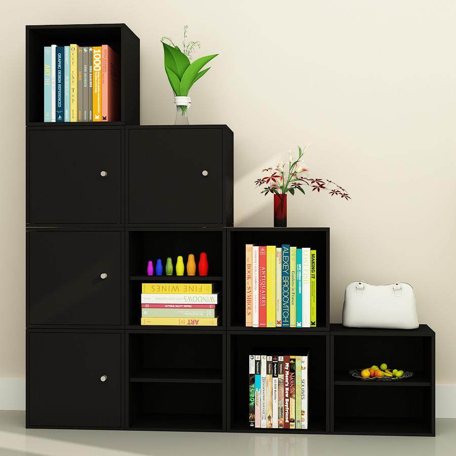 简约现代书柜书架带门储物柜自由组合落地置物架学生小柜子格子柜,淘宝优惠券,粉丝福利购,淘宝优惠卷