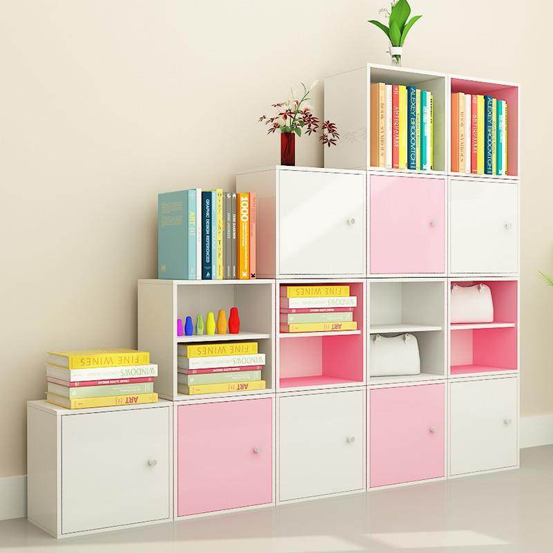 简约现代书柜书架带门储物柜自由组合落地置物架学生小柜子格子柜,淘宝优惠券,粉丝福利购,淘宝优惠卷