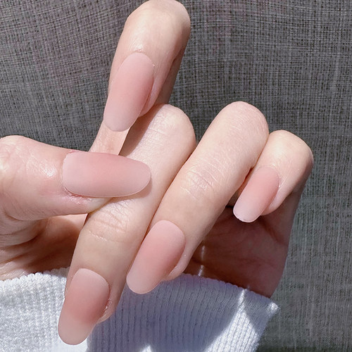 高级感磨砂粉手工甲猫眼渐变穿戴甲裸色椭圆甲片显白气质美甲贴片 - 图3