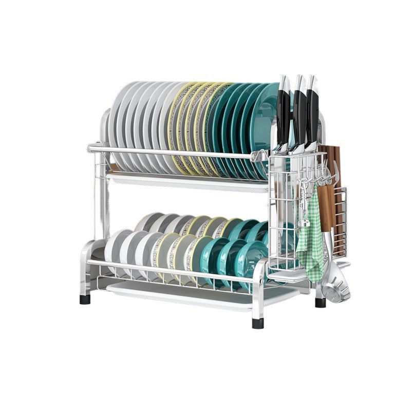 304不锈钢厨房碗架沥水架晾放碗筷沥碗柜双层用品收纳盒置物2层 - 图1