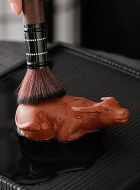 创意招财生肖牛紫砂水牛紫砂茶宠茶玩摆件牛转乾坤茶桌茶台装饰品