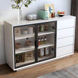 北欧全实木餐边柜岩板简约多功能玻璃储物柜客厅茶水收纳柜玄关柜,淘宝优惠券,粉丝福利购,淘宝优惠卷