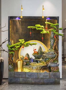 大中式水幕墙流水摆件户外型庭饰院2202落地鱼缸水景招财装品