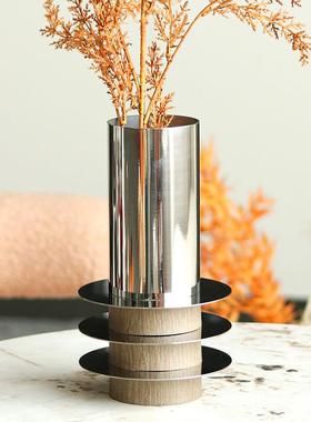 现代奢轻金形属圆叠层花器摆件家居装饰样板间酒店餐桌OOE花瓶装