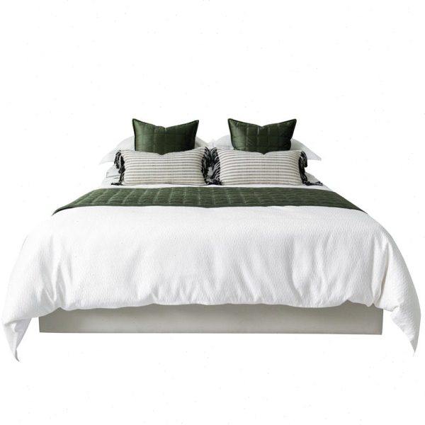 现代轻奢床旗抱枕酒店床品套件丝光绒绗棉格子搭毯绿色靠枕样板间,淘宝优惠券,粉丝福利购,淘宝优惠卷