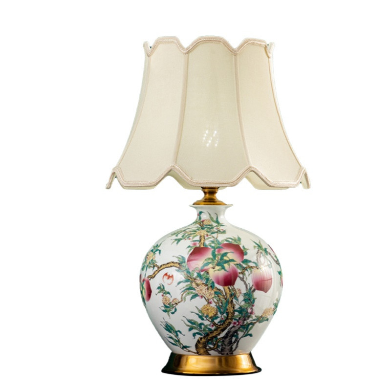 美式法式陶瓷台灯手工陶瓷复古手绘轻奢客厅灯卧室床头别墅装饰灯 - 图3