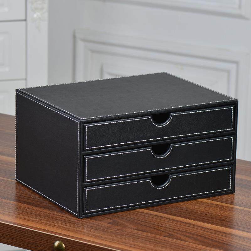 高档创339意皮质桌面文件收纳盒公抽屉A整理储物办柜放4纸办公用,淘宝优惠券,粉丝福利购,淘宝优惠卷