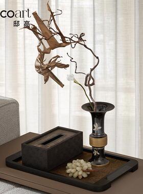 邸高花D式代ECO中国风摆件宋宋花12—1132觚瓶沙发边角几中式木质