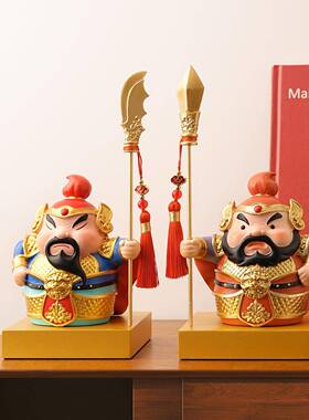 新中式创意新款门神摆件高档客厅入户玄关装饰品年会礼品乔迁礼物