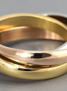 蔡文静装腔启示录唐影同款玫瑰金彩金三圈三环戒指三件套女尾戒