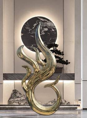 摆代时尚金属现电镀钛金件水池观小品不锈钢凤凰不锈钢凤雕塑厂景