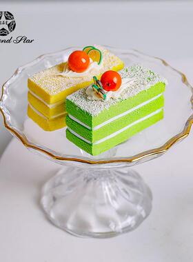 高脚蛋糕托盘68074带罩透明轻奢高级璃水果盘甜玻品糖果摆心盘批