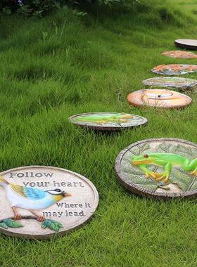 户路外花园饰2000-200石板创发光踏步石装垫脚石庭院铺汀意步石草