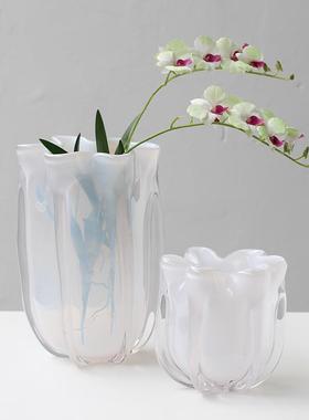 现代简约样间白瓶菜花瓣BX69-13L璃花餐厅客厅玄关台面玻琉璃板装