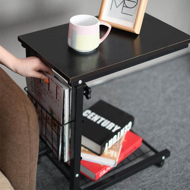 带储物篮C形移动电脑桌带轮子的超高可调侧桌可移动升降沙发边几,淘宝优惠券,粉丝福利购,淘宝优惠卷