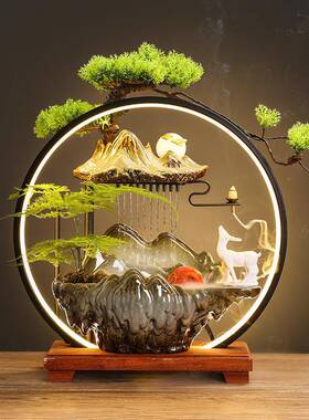 创中式意F98TSM77流礼水生开财摆件循环水客厅办公室桌面装饰新家