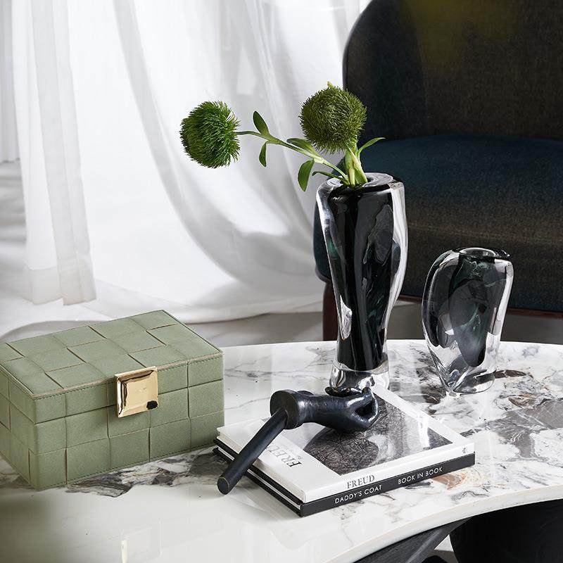 灰色加厚琉璃玻璃花瓶北欧简约样板间客厅餐桌电视柜装饰摆件,淘宝优惠券,粉丝福利购,淘宝优惠卷