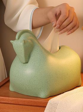 奢高级感马到成功桌几面摆件客厅茶饰装品创意YF084-75家用纸巾轻