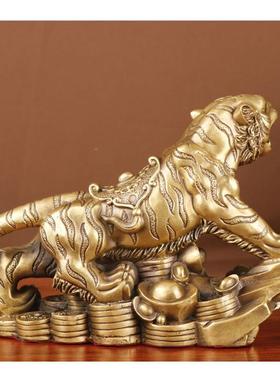 杨铜记虎十二铜生肖铜虎摆件厂家0117铜老虎金钱元财宝源虎