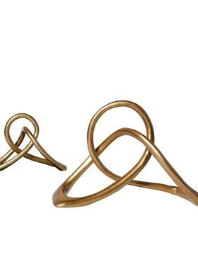 轻简约现代黑色YQ-H317树脂转绳结扭装饰奢摆件样板房客厅电视柜