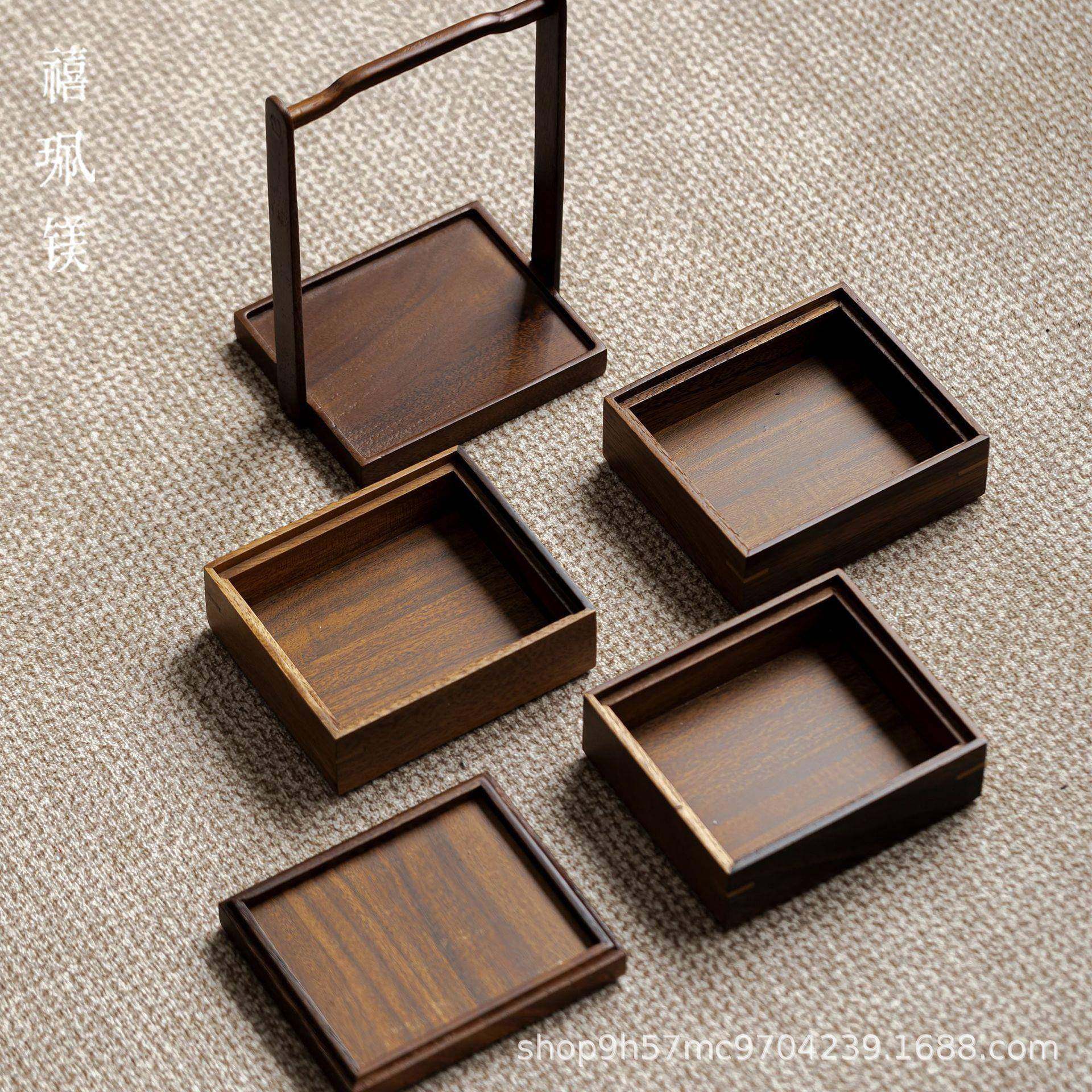 禧珮9500镁胡桃木三层便收纳手点提盒提实木篮水果茶盘户外携茶具,淘宝优惠券,粉丝福利购,淘宝优惠卷