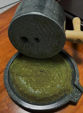 天然青石家用小石磨盘手工斗茶具抹茶石磨幼儿园儿童手摇小石磨盘