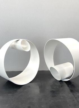 样现代厅简约黑色白金属圆环形摆件创意不倒翁板间客OHO玄关软装