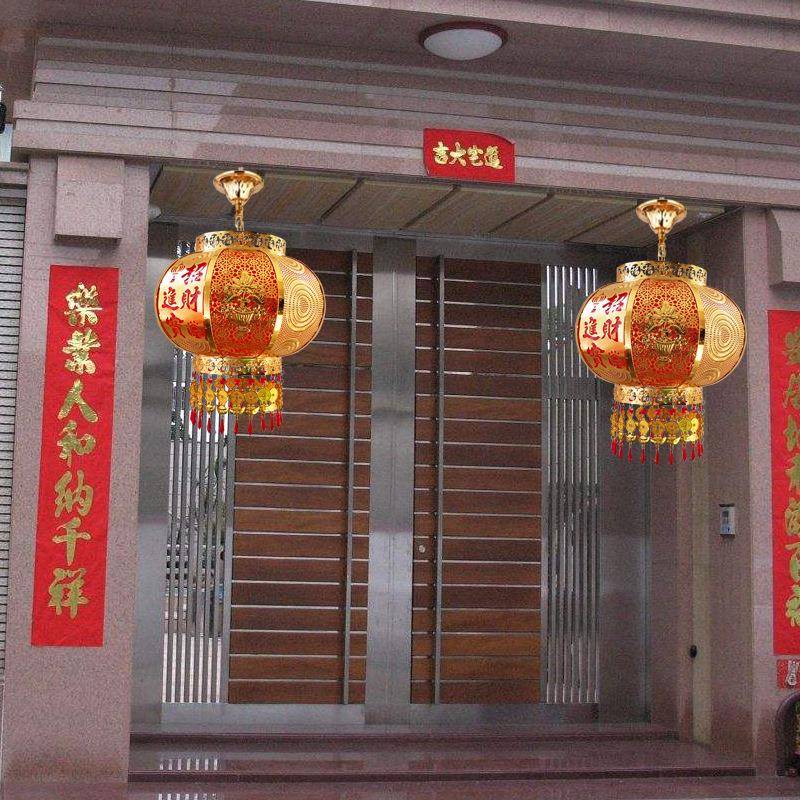 新年春节过年红灯笼电动旋转LED水晶灯笼结婚乔迁大门阳台灯笼灯 - 图1