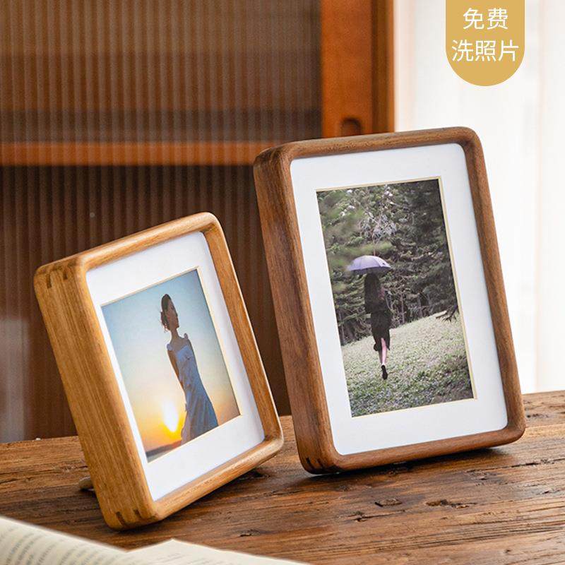 榫卯7寸相框摆YJ8台级感黑胡桃实6寸寸十寸高A木4写真书法制作,淘宝优惠券,粉丝福利购,淘宝优惠卷