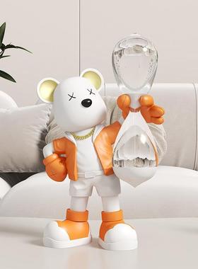 益6007方家暴力熊创居意桌摆件6分钟沙漏计时器面0电视柜儿童房装