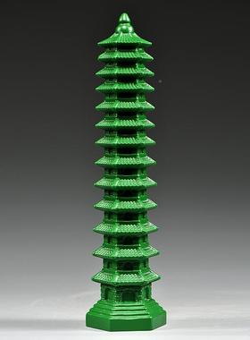 绿色木雕刻13层文昌塔摆件头文昌塔十三木客层家居GG01086厅办室
