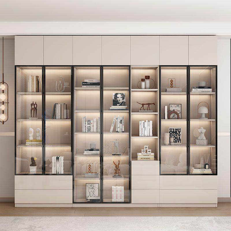 书柜一体整墙到顶家用客厅储物柜收纳柜靠墙展示柜组合玻璃门实木,淘宝优惠券,粉丝福利购,淘宝优惠卷