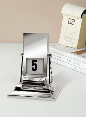 金ky19-121属台历工礼品商务旋转稿日历公室摆件办来设计创意艺万