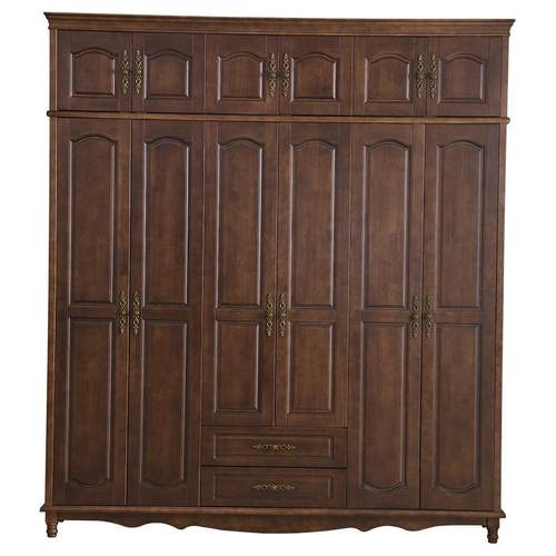 美式实木衣柜现代简约四五六门家用卧室收纳储物柜复古主卧大衣橱 - 图3