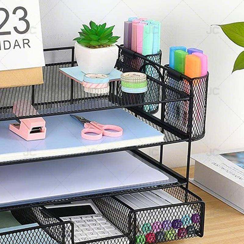 办公室桌面四层文件架铁艺办公用品收纳黑色抽屉文件置物架,淘宝优惠券,粉丝福利购,淘宝优惠卷