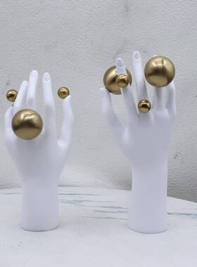 极意简现树脂白色手掌雕塑样手板家间创金属泡泡球艺代术居装饰品