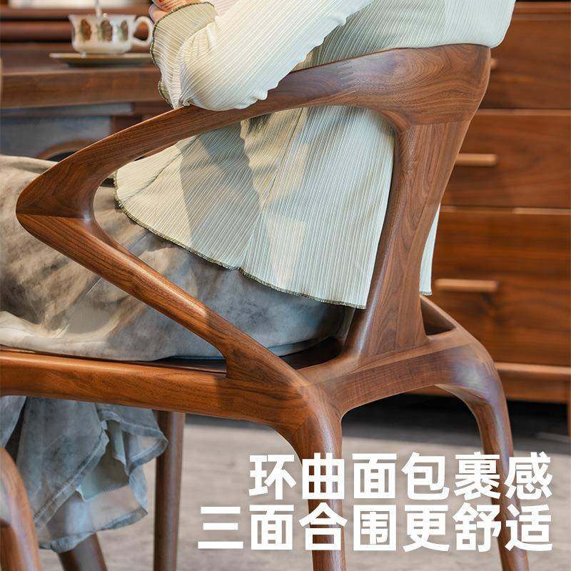 黑胡桃木椅办公椅北美书桌家用木剑北欧全实餐厅家具现代简约餐椅,淘宝优惠券,粉丝福利购,淘宝优惠卷