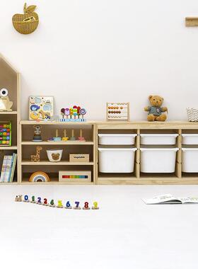 实木玩具展示柜幼儿园早教中心宝宝玩具分类整理柜落地分层教具柜