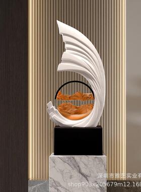 风生水起流大流沙风沙画现代轻关奢件客厅大玄办公室进门入摆户高