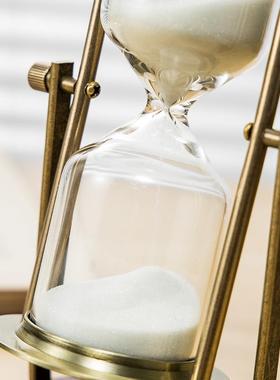 头沙木漏木质金属旋SH006转沙漏15分钟计时器欧式公办件摆家居饰