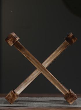 紫砂叶罐实酒木盆底座木架VPR紫陶水缸石磨大花鱼缸坛支茶架防潮