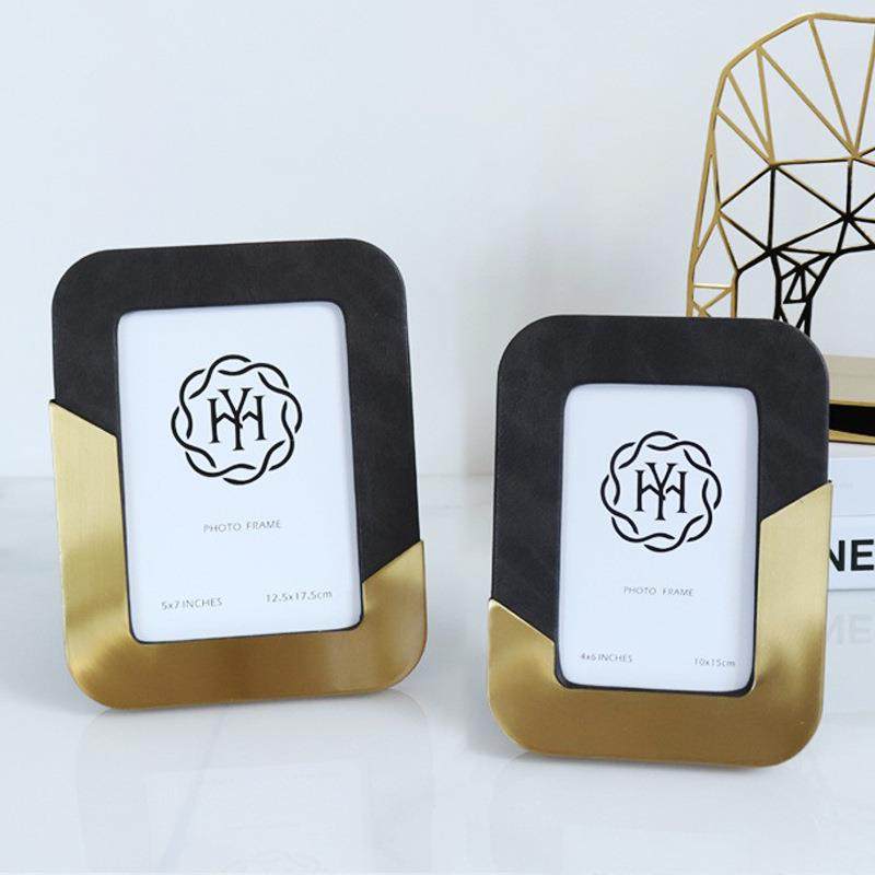 新款现代7轻奢HY皮革相框金相框横桌面摆台6竖//10寸相框摆属台,淘宝优惠券,粉丝福利购,淘宝优惠卷