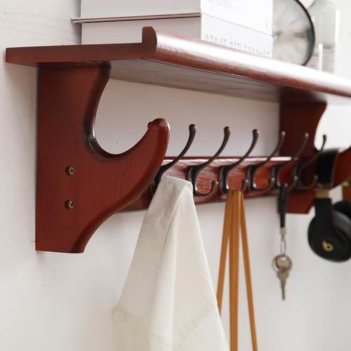 天台悦先实木挂衣架壁挂墙上挂钩置物架现代简约玄关衣帽架卧室挂 - 图1