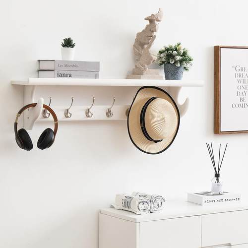 天台悦先实木挂衣架壁挂墙上挂钩置物架现代简约玄关衣帽架卧室挂 - 图0