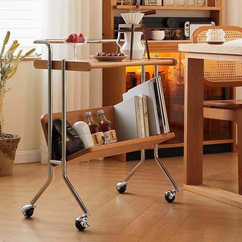 可移动书架小推车中古实木边几客厅复古沙发可移动茶几置物架,淘宝优惠券,粉丝福利购,淘宝优惠卷