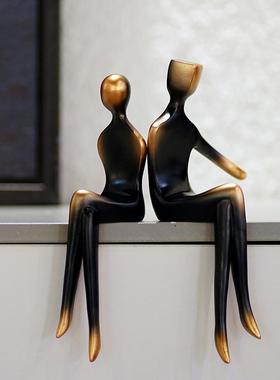 代约抽象现人物情侣雕塑桌边摆件楼处售客厅家RRW033简居电视柜玄