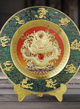 金龙腾盛念世577-8782纪盘摆件校庆开业办公摆件装饰合室奖盘龙年