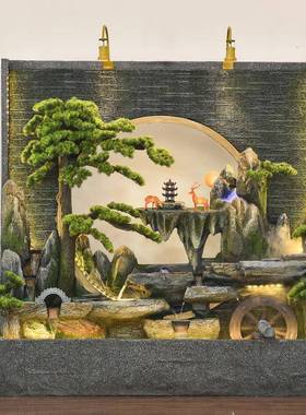 水幕墙假流水喷泉屏风隔断庭院山户外背景司tb-74155酒公造景观装