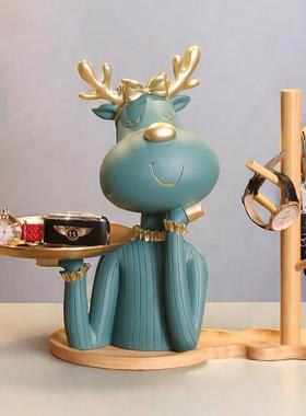 钥匙收纳jd101314托玄关摆件饰级盘家居客厅乔迁入户鞋柜装品轻奢